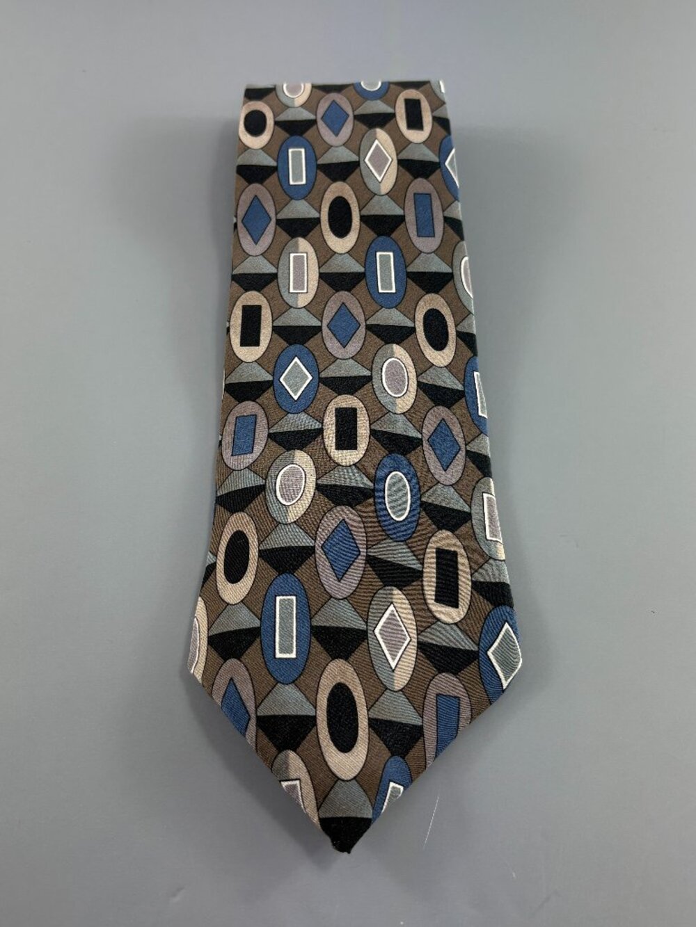 Henri Christian Grey Geometric Men's Tie 4" x 61" Vintage